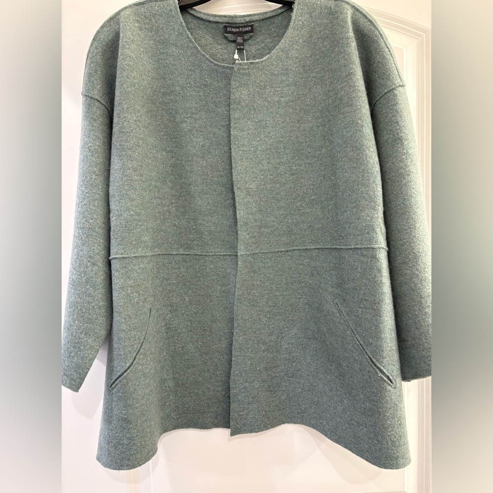Eileen Fisher NWT Eucalyptus Boiled Wool Jacket